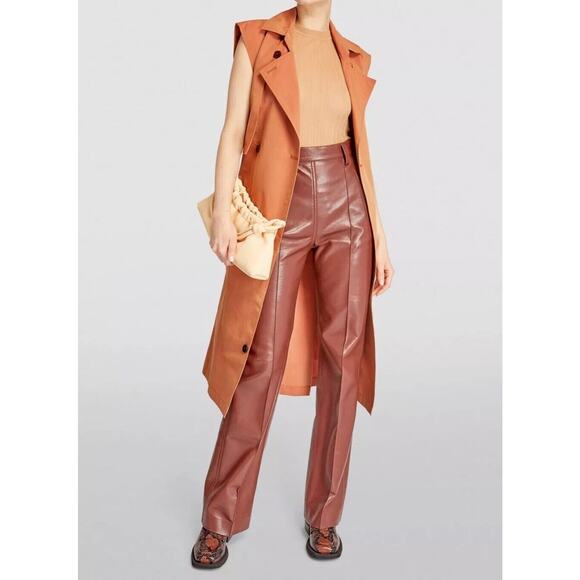 Aeron Delray Dusty Peach Iridescent Sleeveless Button Trench Coat Welt Pockets - Picture 1 of 15